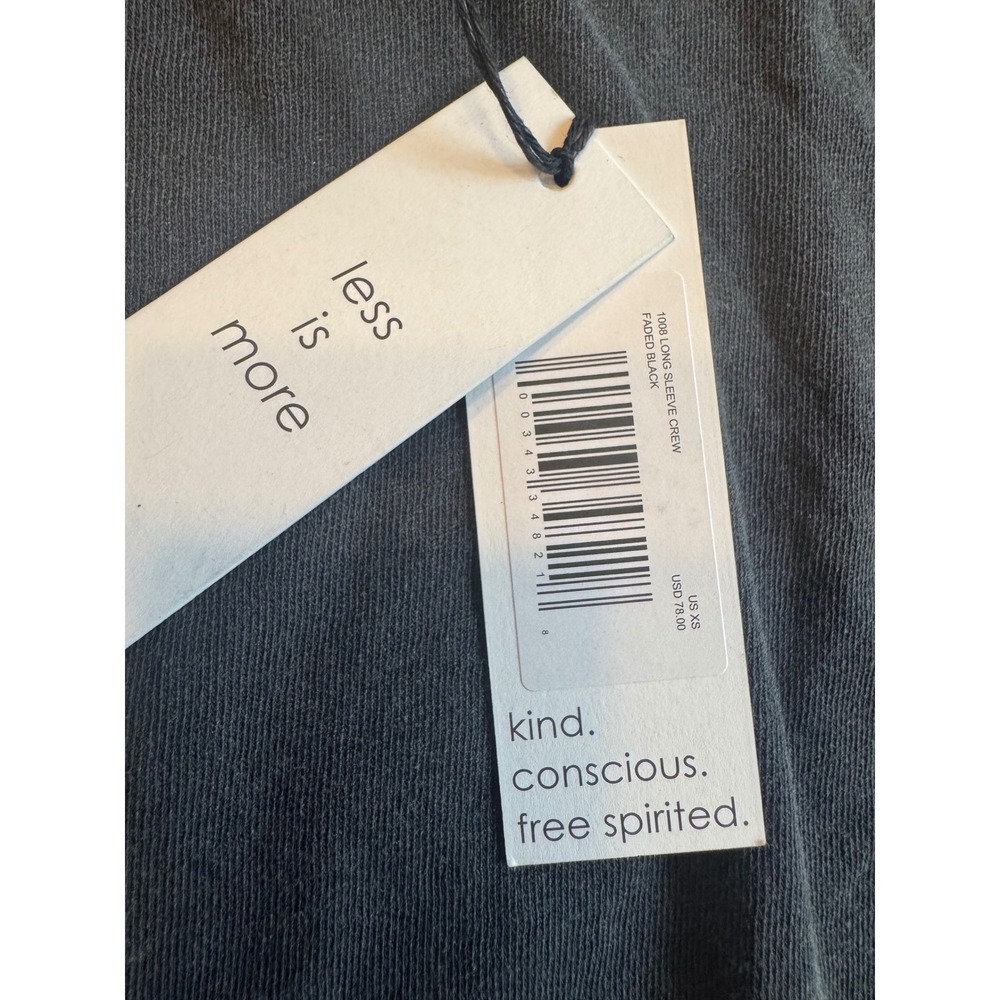 Unsubscribed Faded Distressed Black Long Sleeve Crew Neck Tee T Shirt XS NWT - Picture 3 of 8